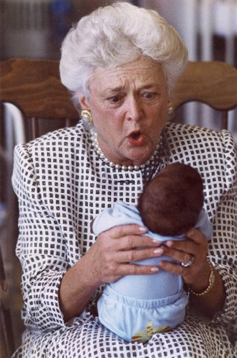 Barbara Bush 1990 Holding Baby